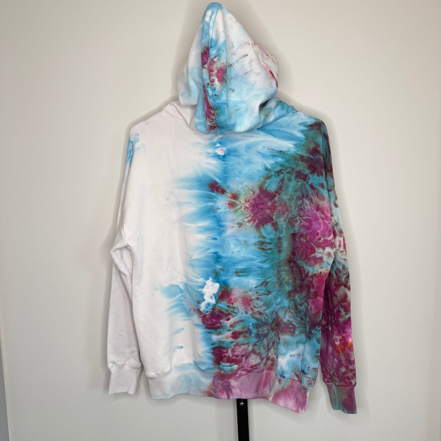 Fuchsia blue fade ice dyed buffalo hoodie SMALL