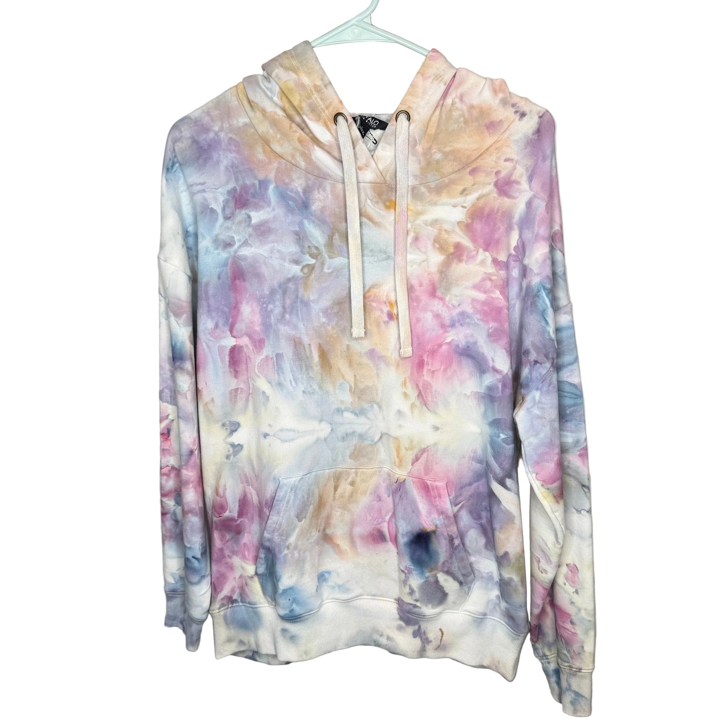 Pink and blue blooms ice dyed buffalo hoodie Large
