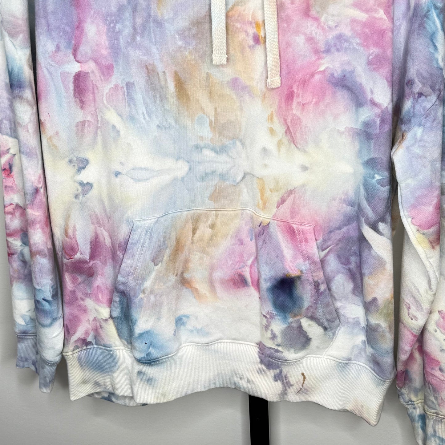 Pink and blue blooms ice dyed buffalo hoodie Large