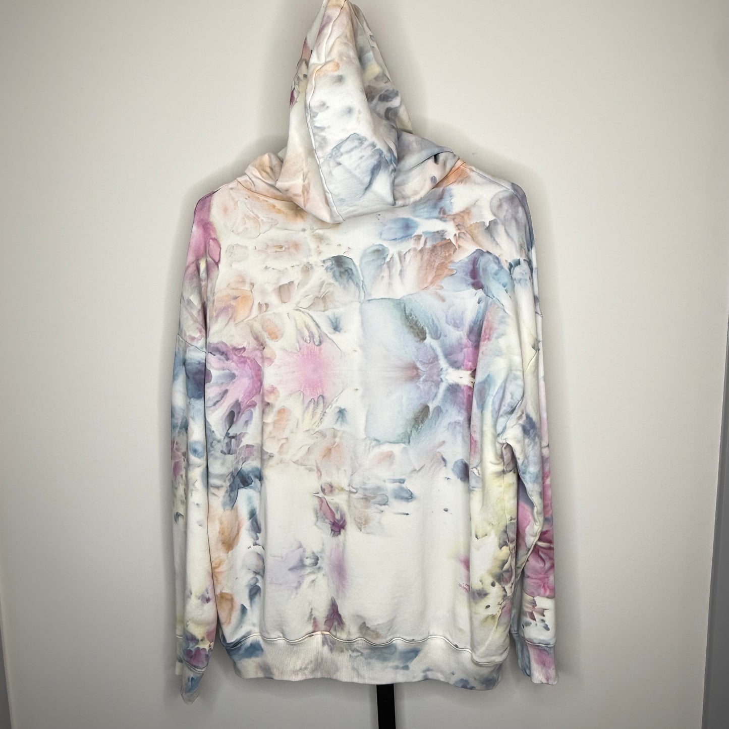 Pink and blue blooms ice dyed buffalo hoodie Large