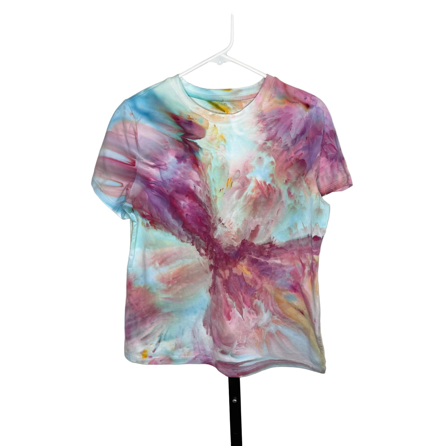 Strawberry skies abstract ice dyed shirt- medium