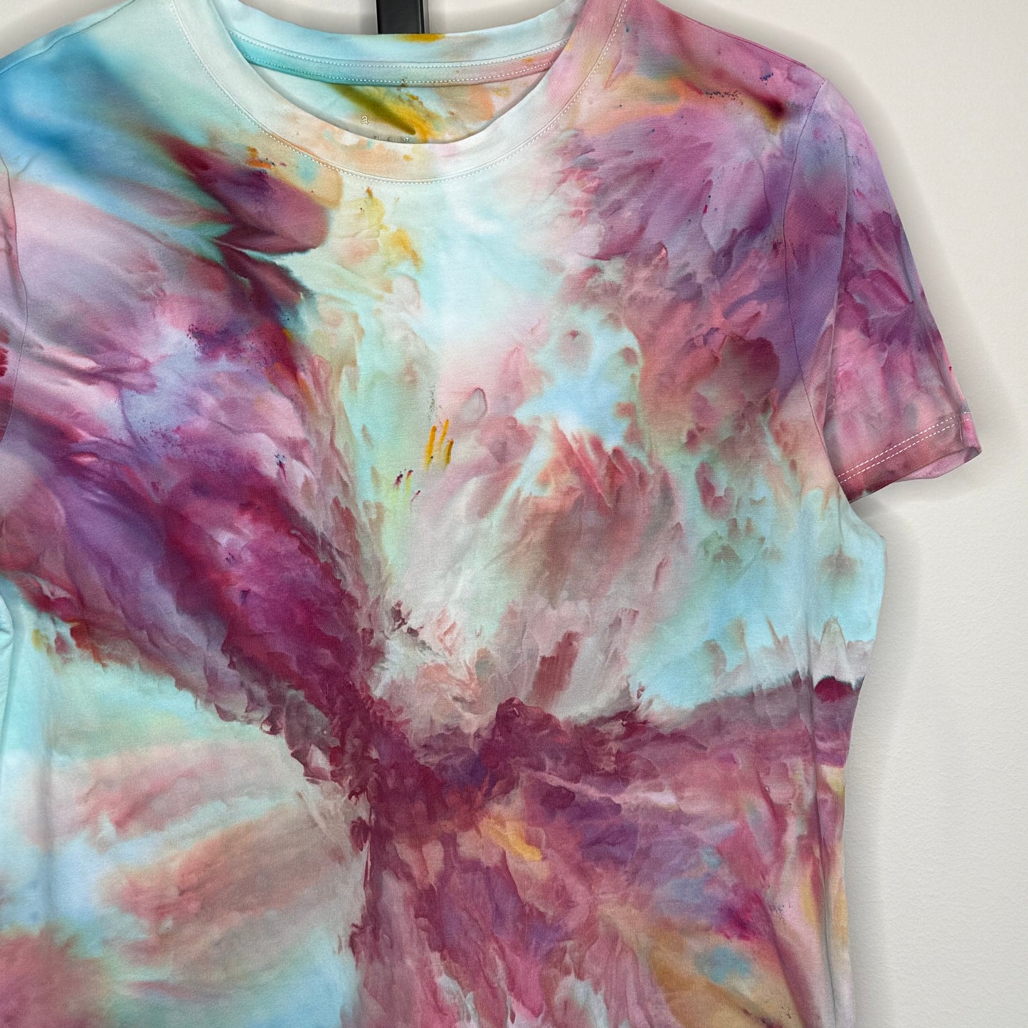 Strawberry skies abstract ice dyed shirt- medium