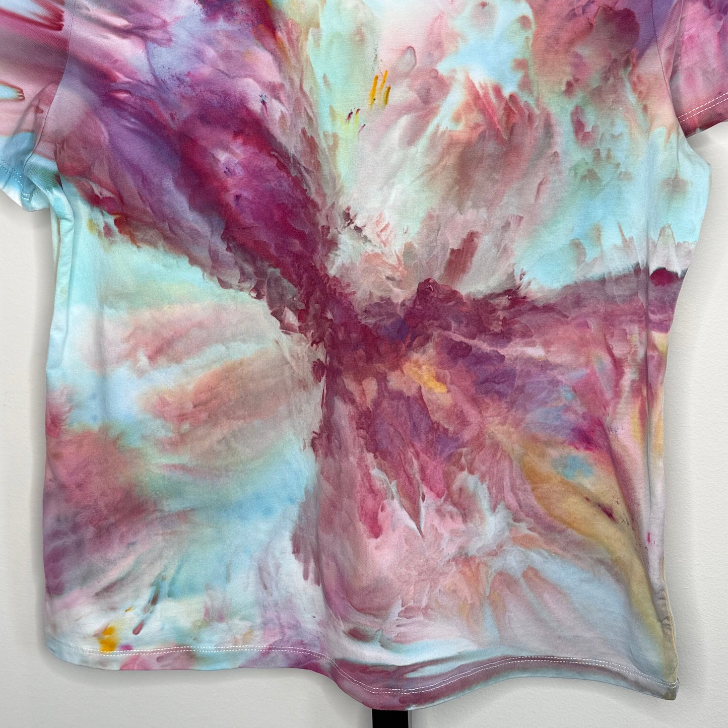 Strawberry skies abstract ice dyed shirt- medium