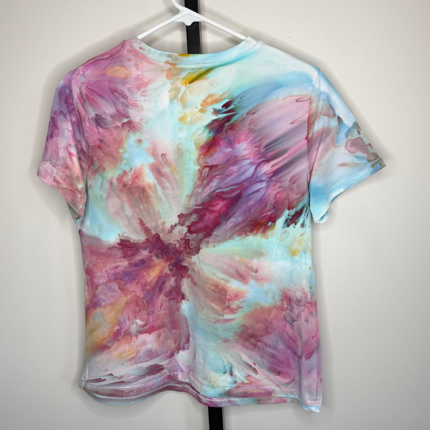 Strawberry skies abstract ice dyed shirt- medium