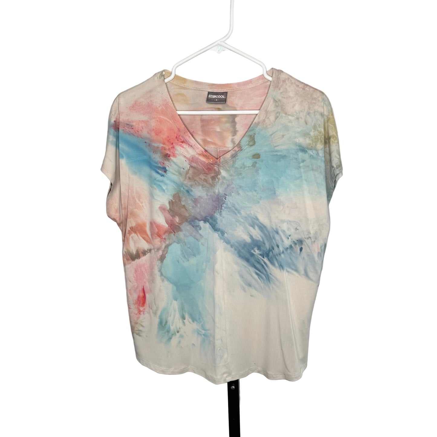 Monet inspired abstract modal ice dyed v-neck medium