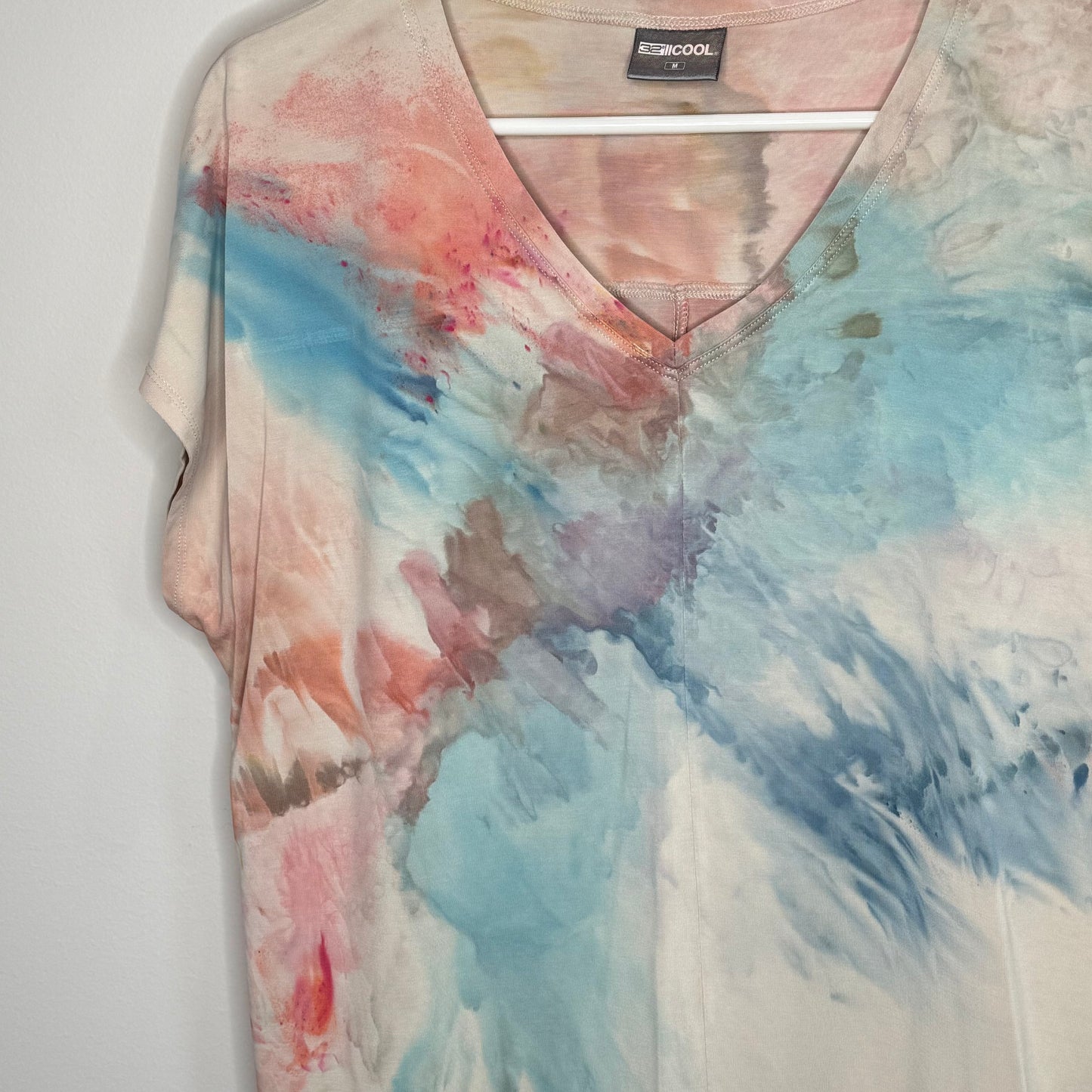 Monet inspired abstract modal ice dyed v-neck medium