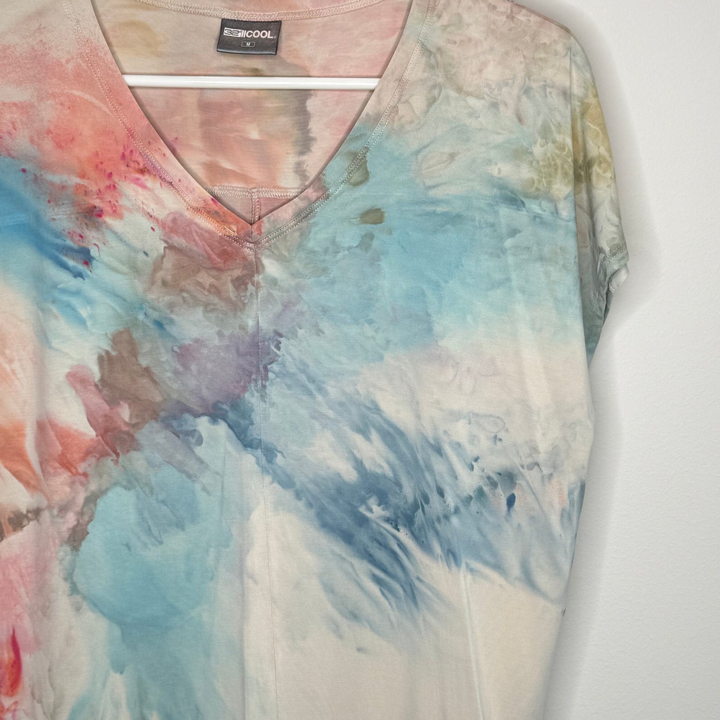 Monet inspired abstract modal ice dyed v-neck medium