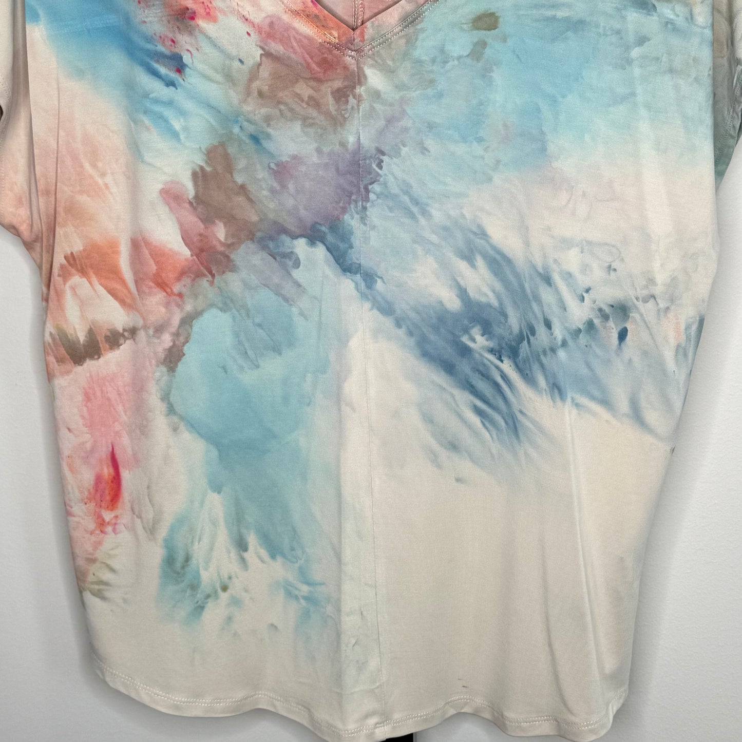 Monet inspired abstract modal ice dyed v-neck medium
