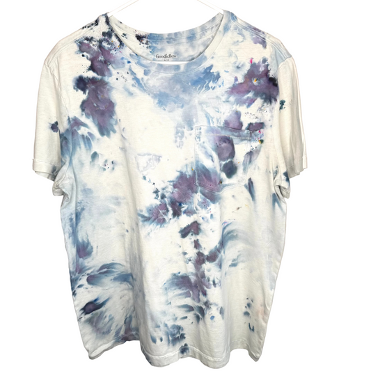 Wedgewood Blue abstract ice dyed  t-shirt- unisex Large