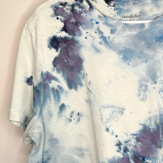 Wedgewood Blue abstract ice dyed  t-shirt- unisex Large
