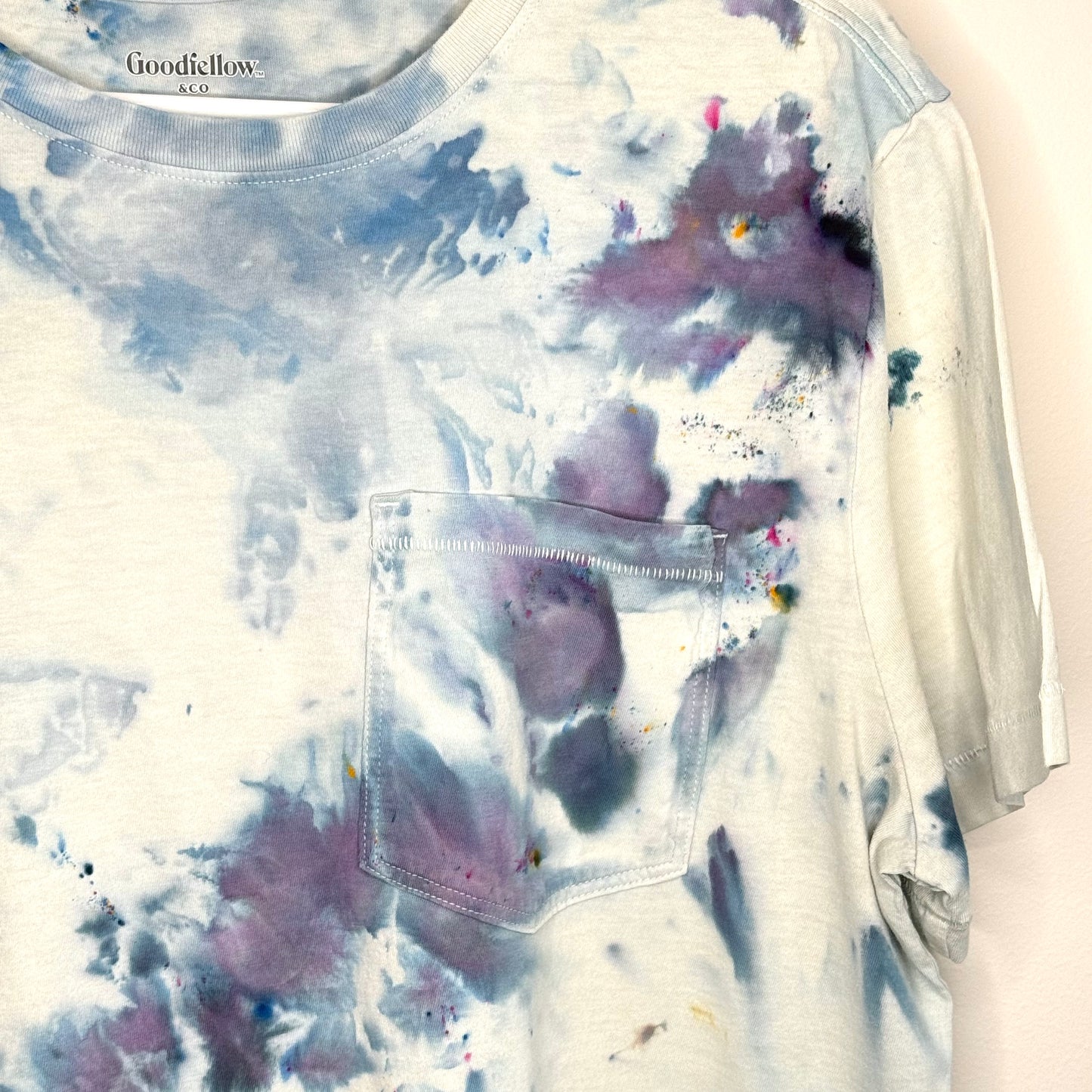Wedgewood Blue abstract ice dyed  t-shirt- unisex Large