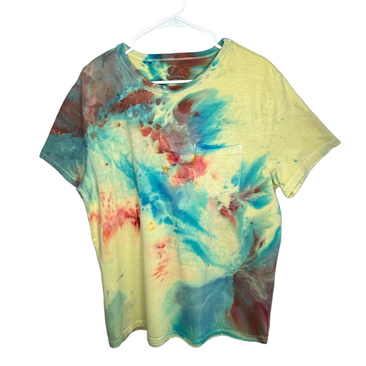 Sea Glass Sunset abstract ice dyed  t-shirt- unisex Large