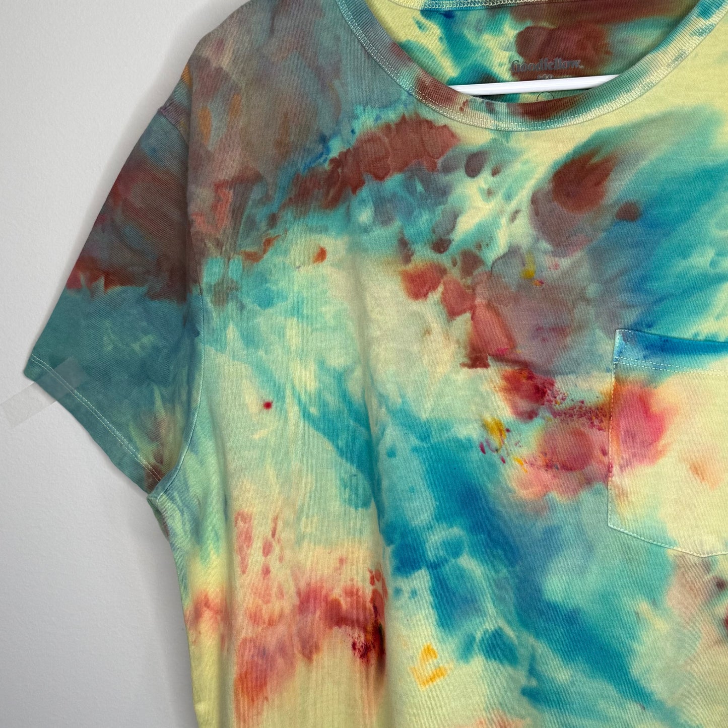 Sea Glass Sunset abstract ice dyed  t-shirt- unisex Large