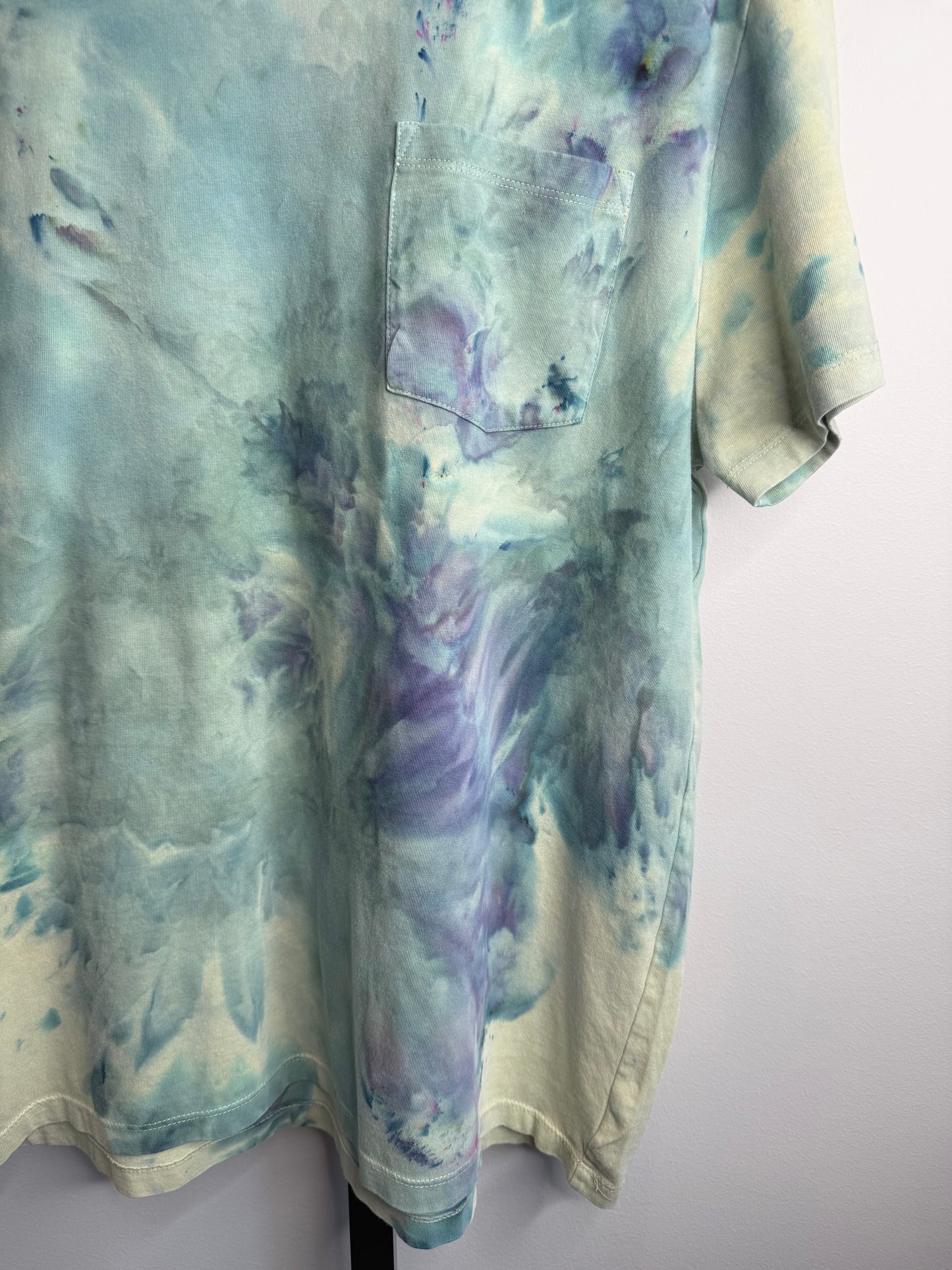 Lagoon bloom abstract ice dyed  t-shirt- unisex Large