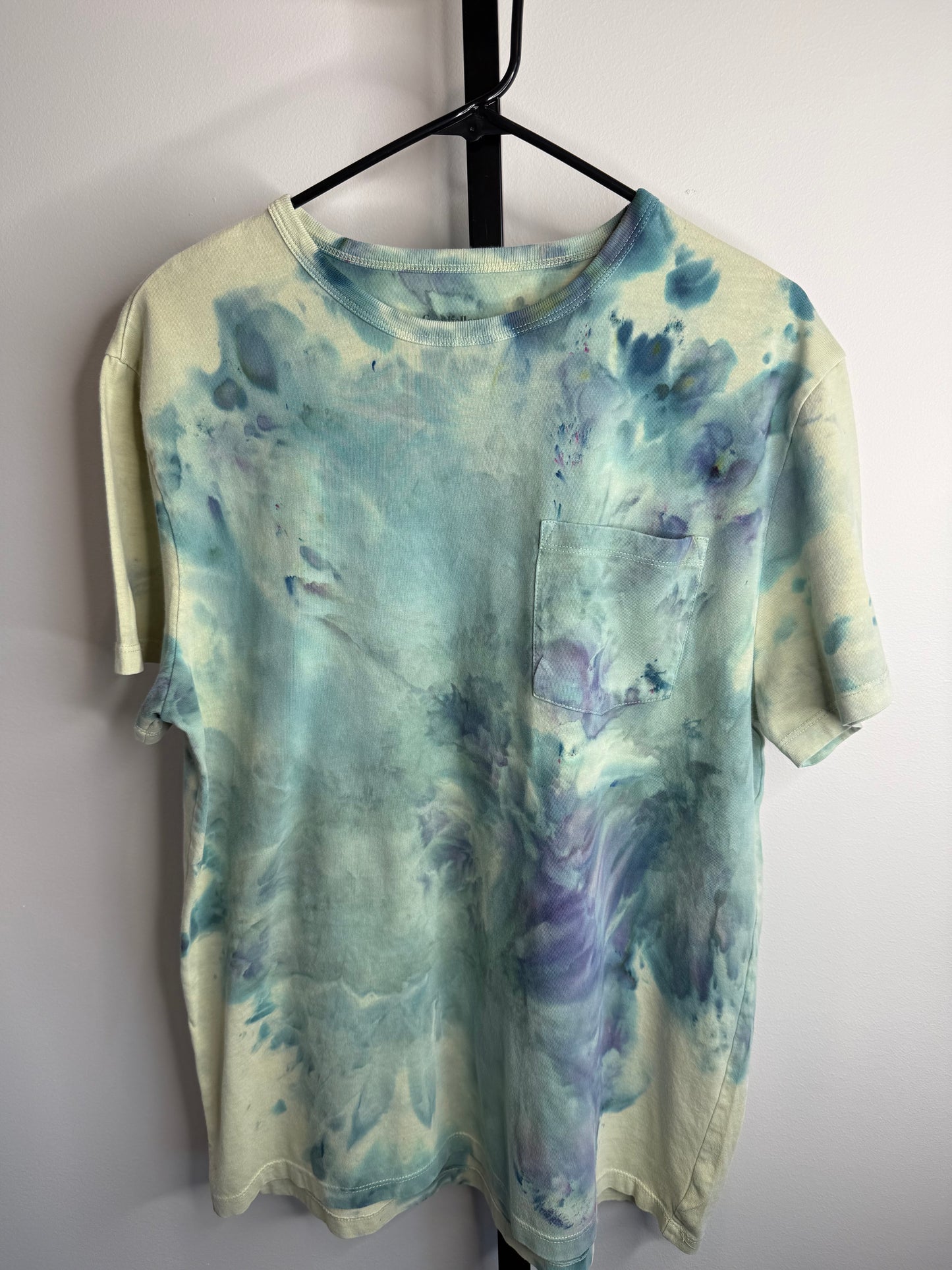 Lagoon bloom abstract ice dyed  t-shirt- unisex Large