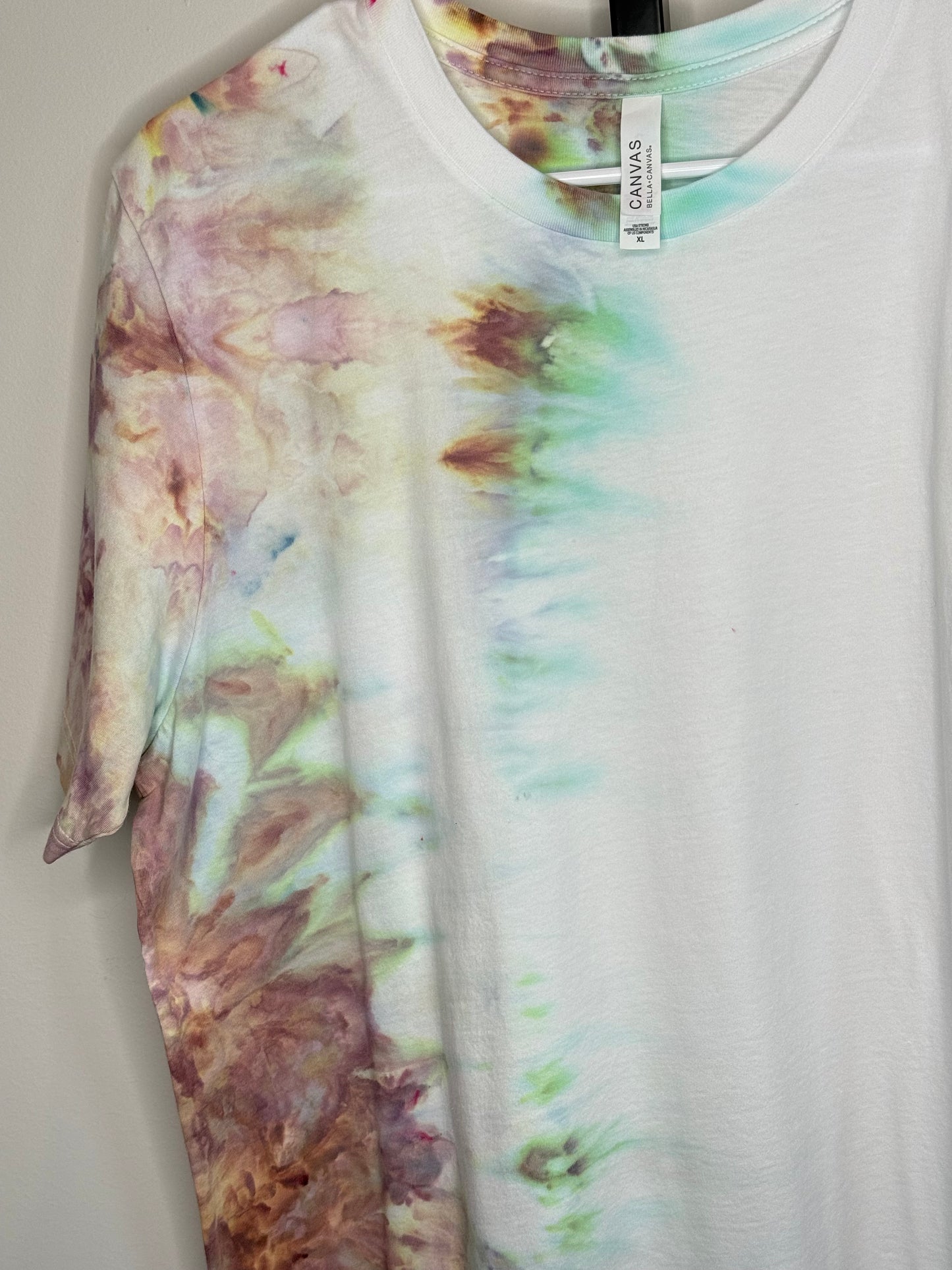 Kaleidoscope eyes 1/2 and 1/2 ice dyed t shirt X-Large