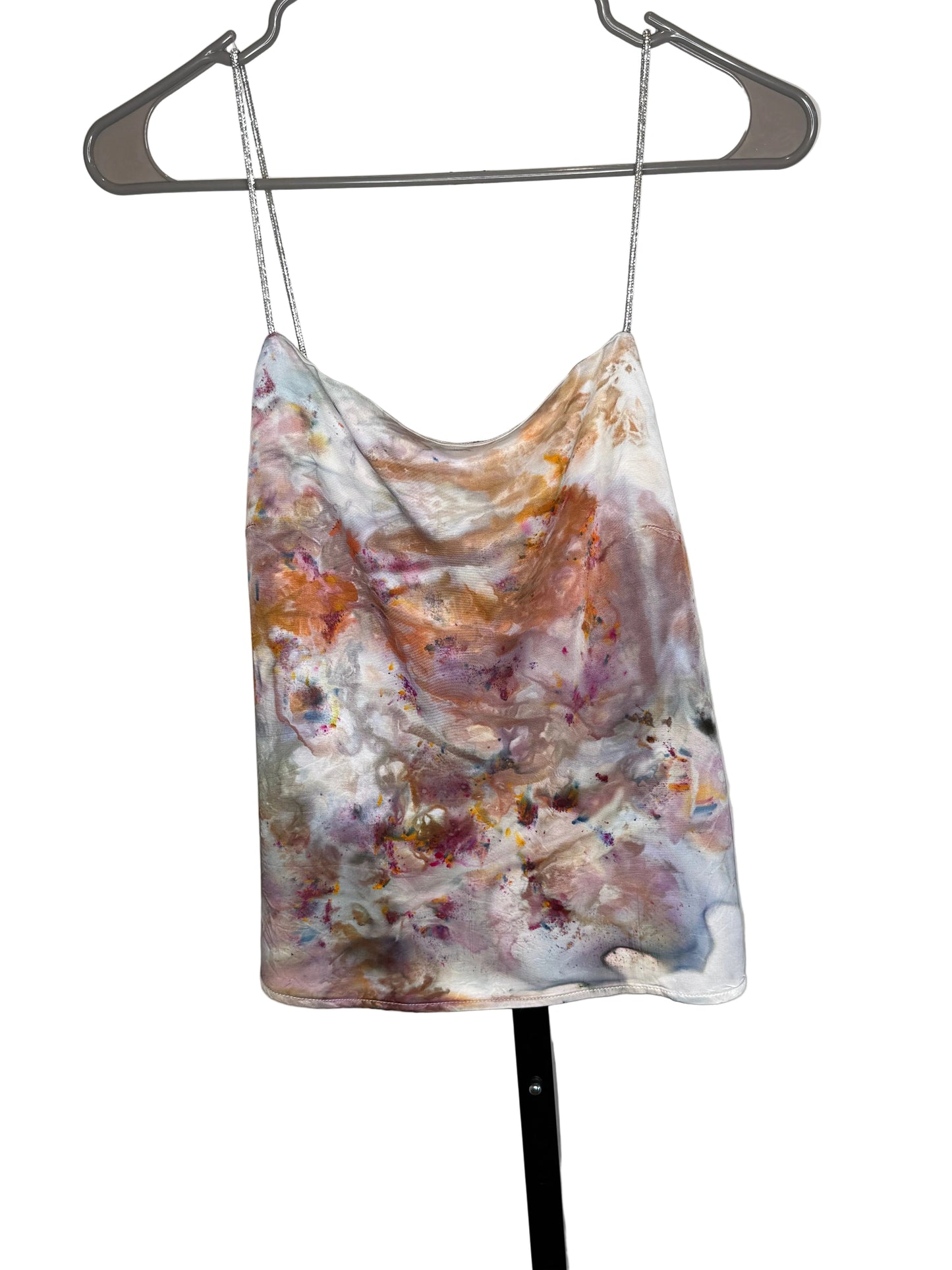 mushroom ice dyed cropped rhinestone strap top- medium