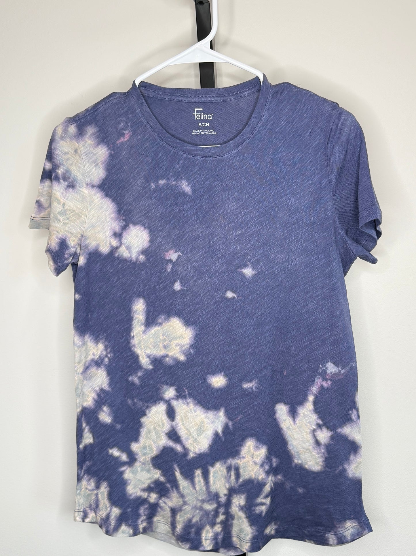 Purple and gray Shibori reverse dye t-shirt-Small