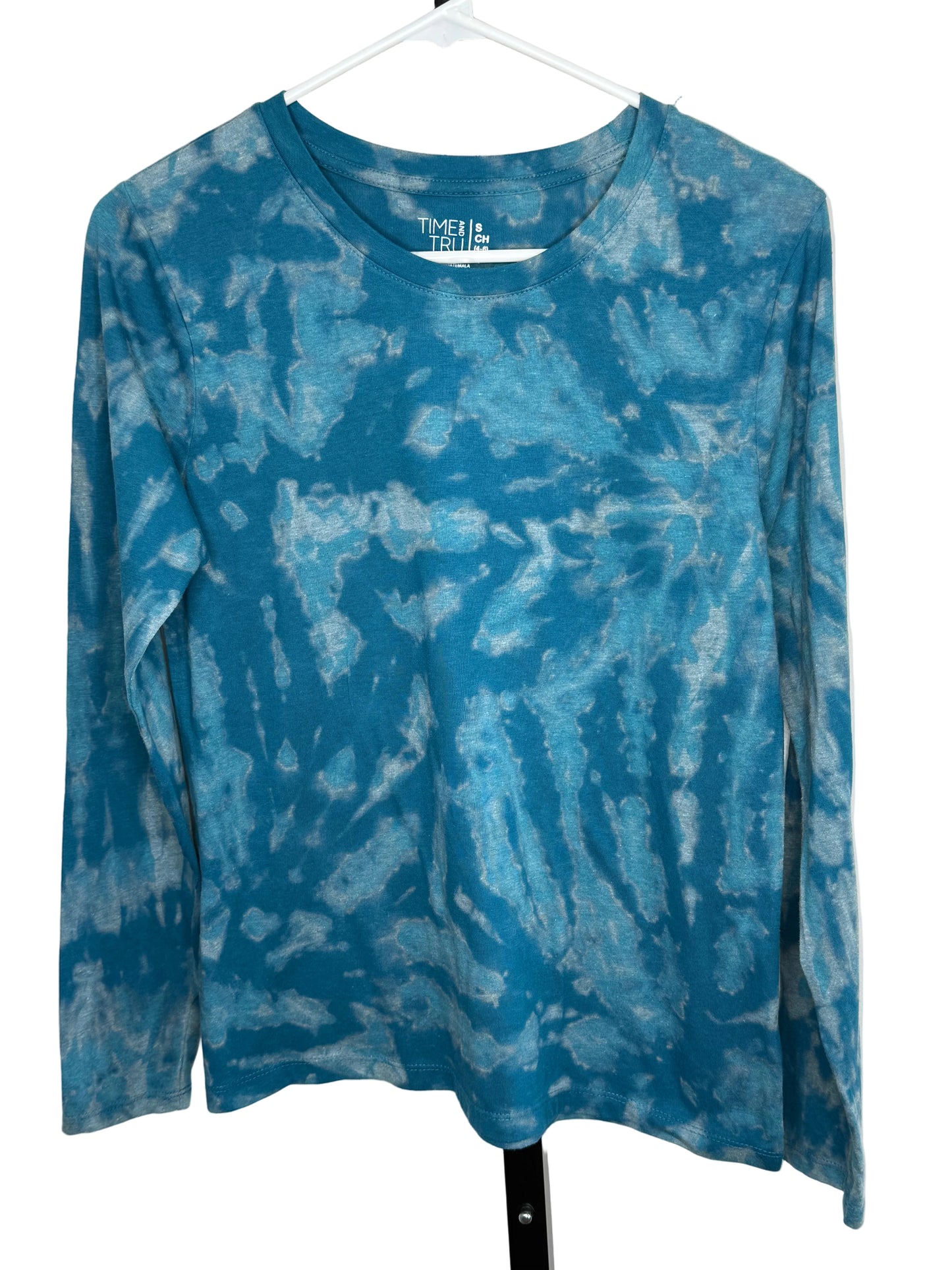 Teal reverse Shibori tie dyed long sleeve t-shirt Small