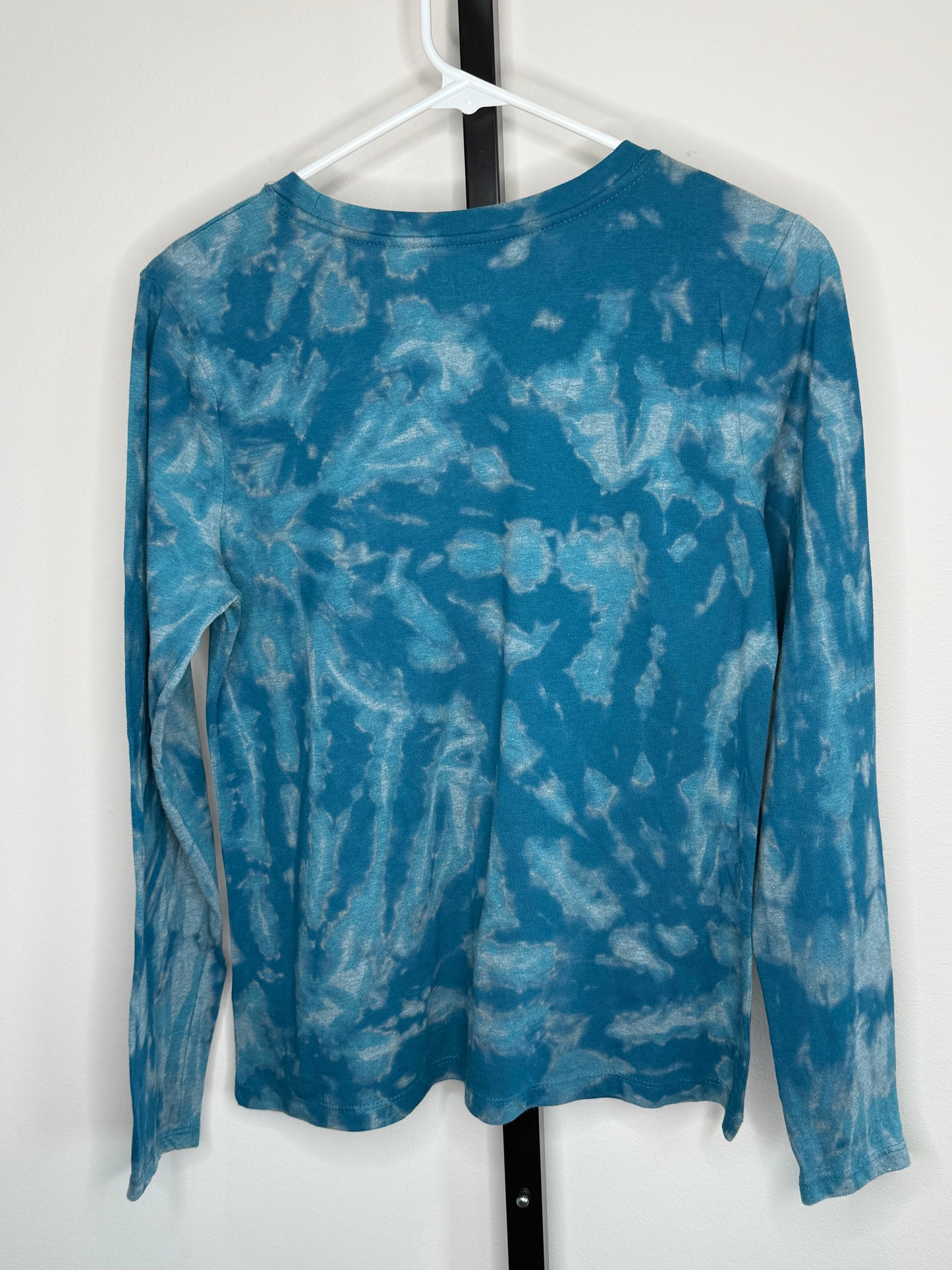 Teal reverse Shibori tie dyed long sleeve t-shirt Small