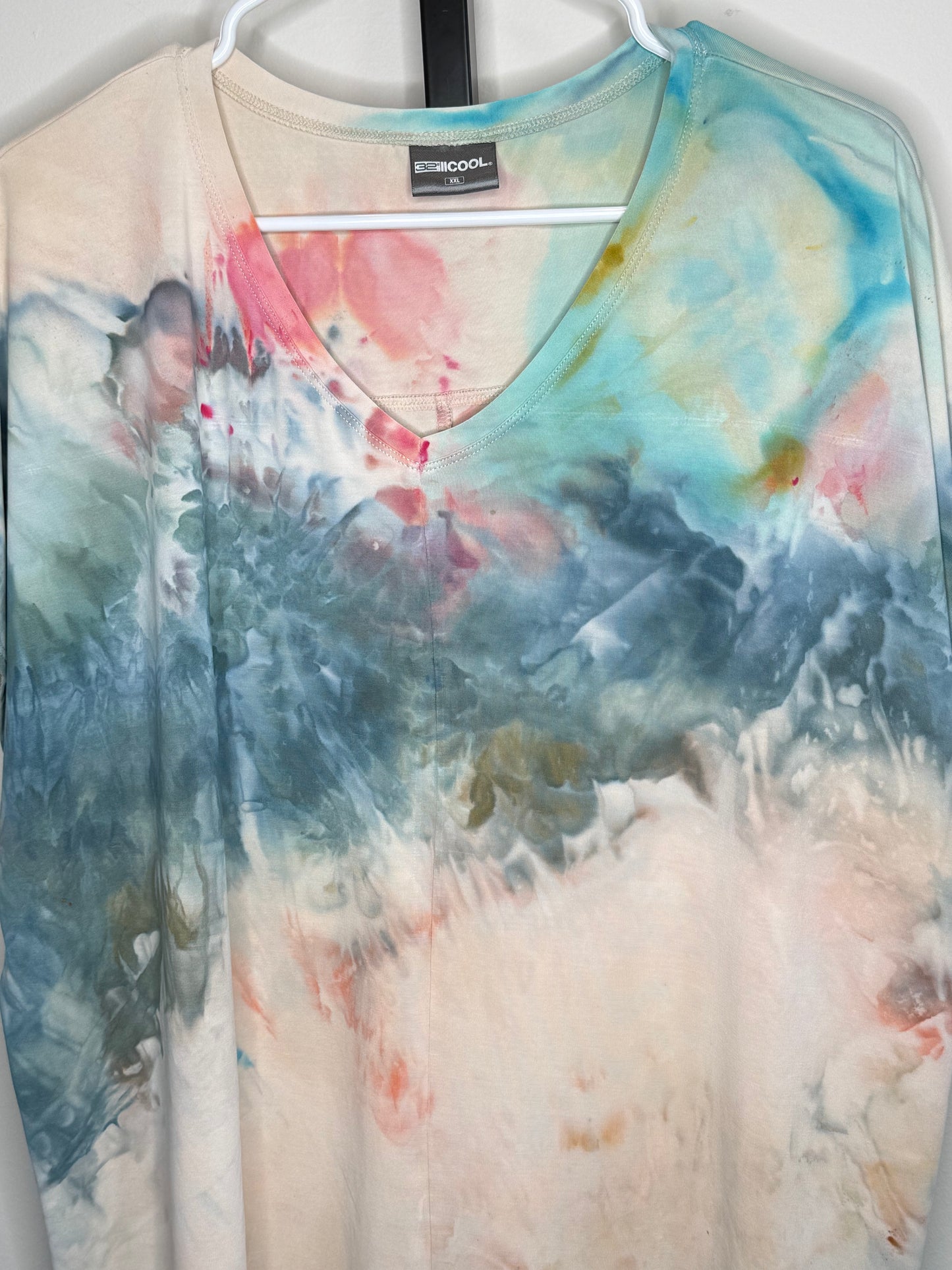 Monet inspired abstract modal ice dyed v-neck medium