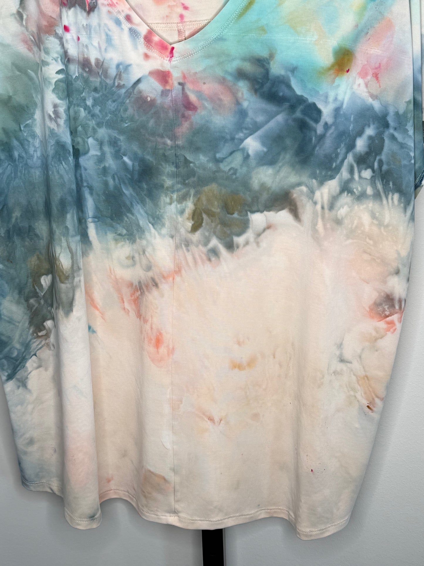 Monet inspired abstract modal ice dyed v-neck medium