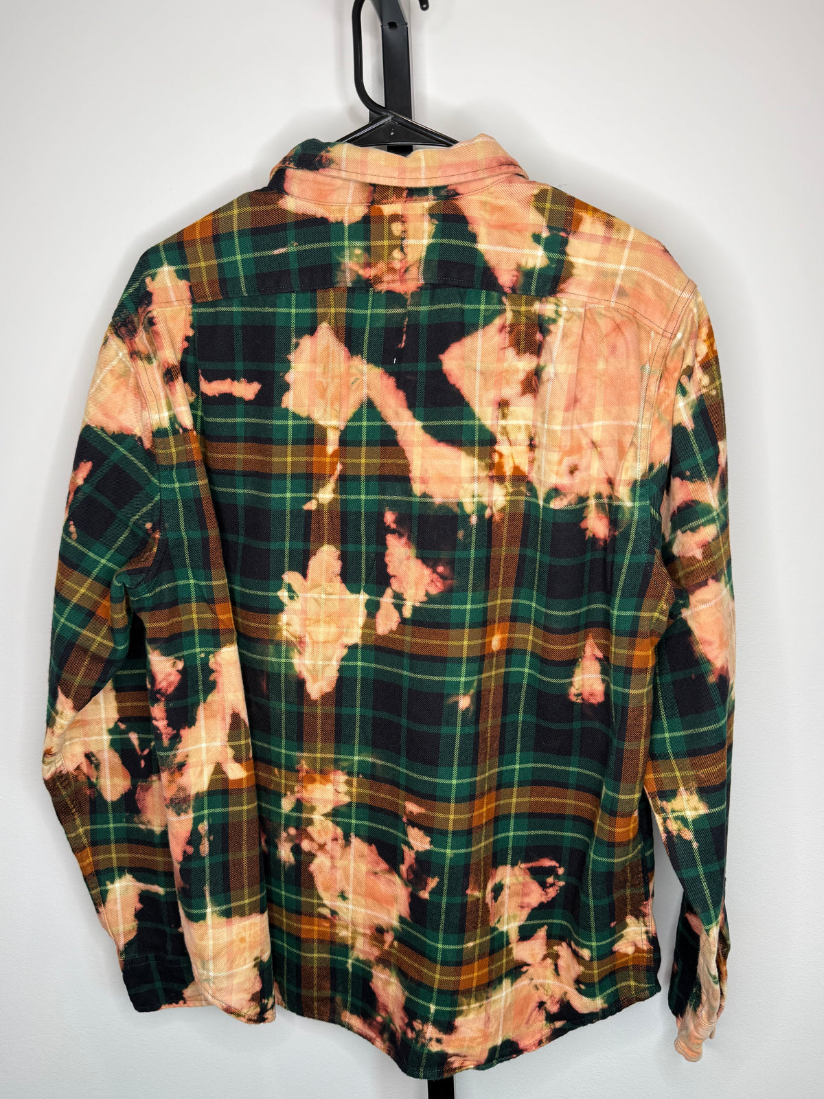 Men’s reverse tie dye gold/green Flannel button down- Large