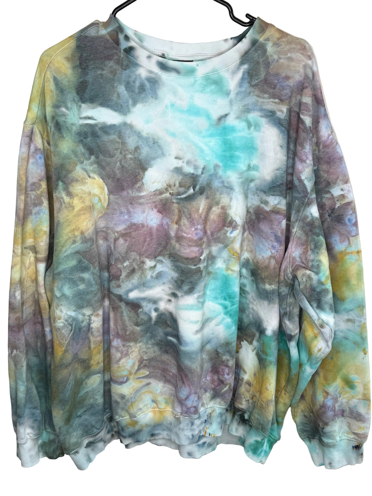 Reimagined Peacock ice dyed unisex sweatshirt. 2XL