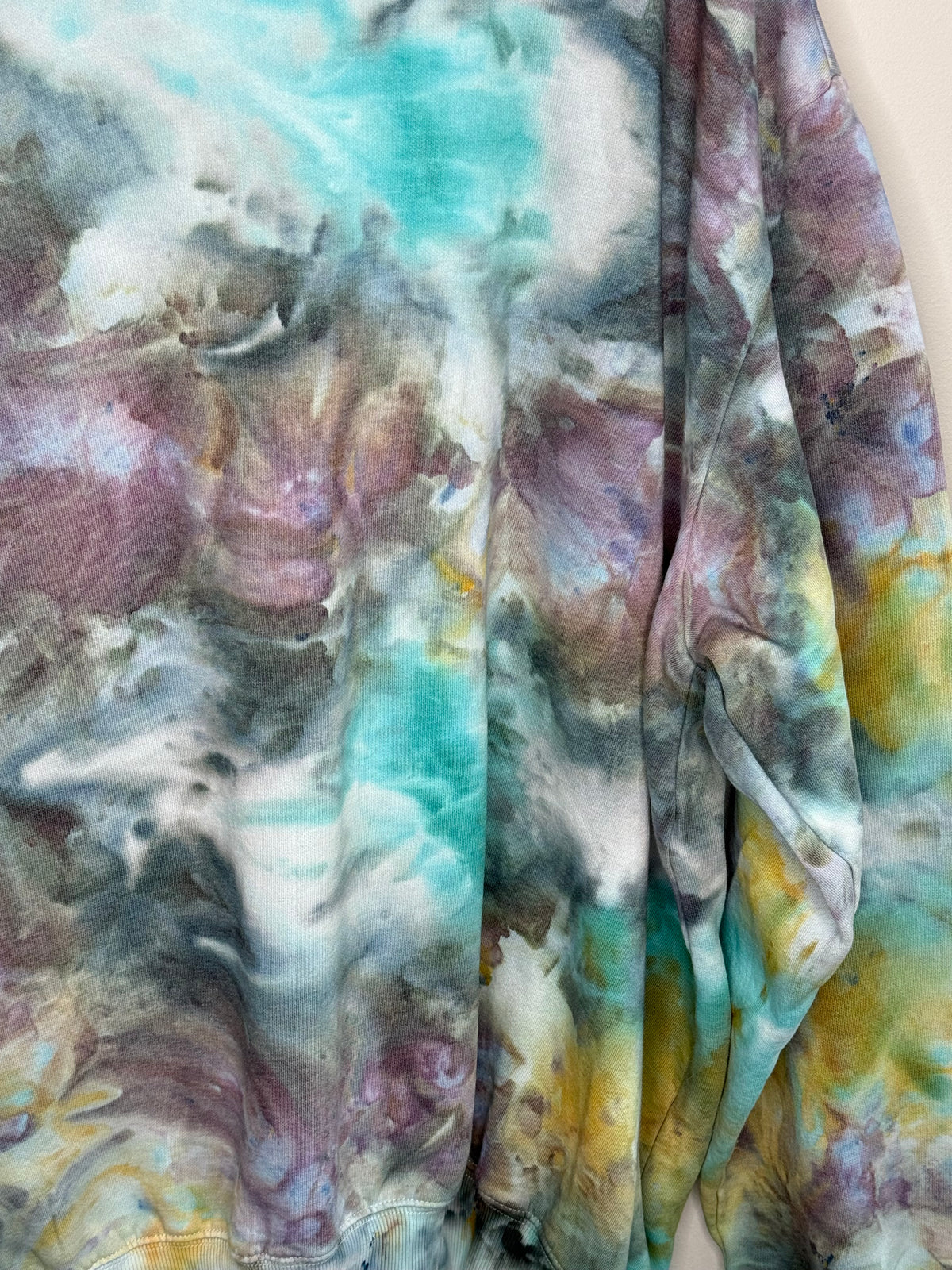 Reimagined Peacock ice dyed unisex sweatshirt. 2XL