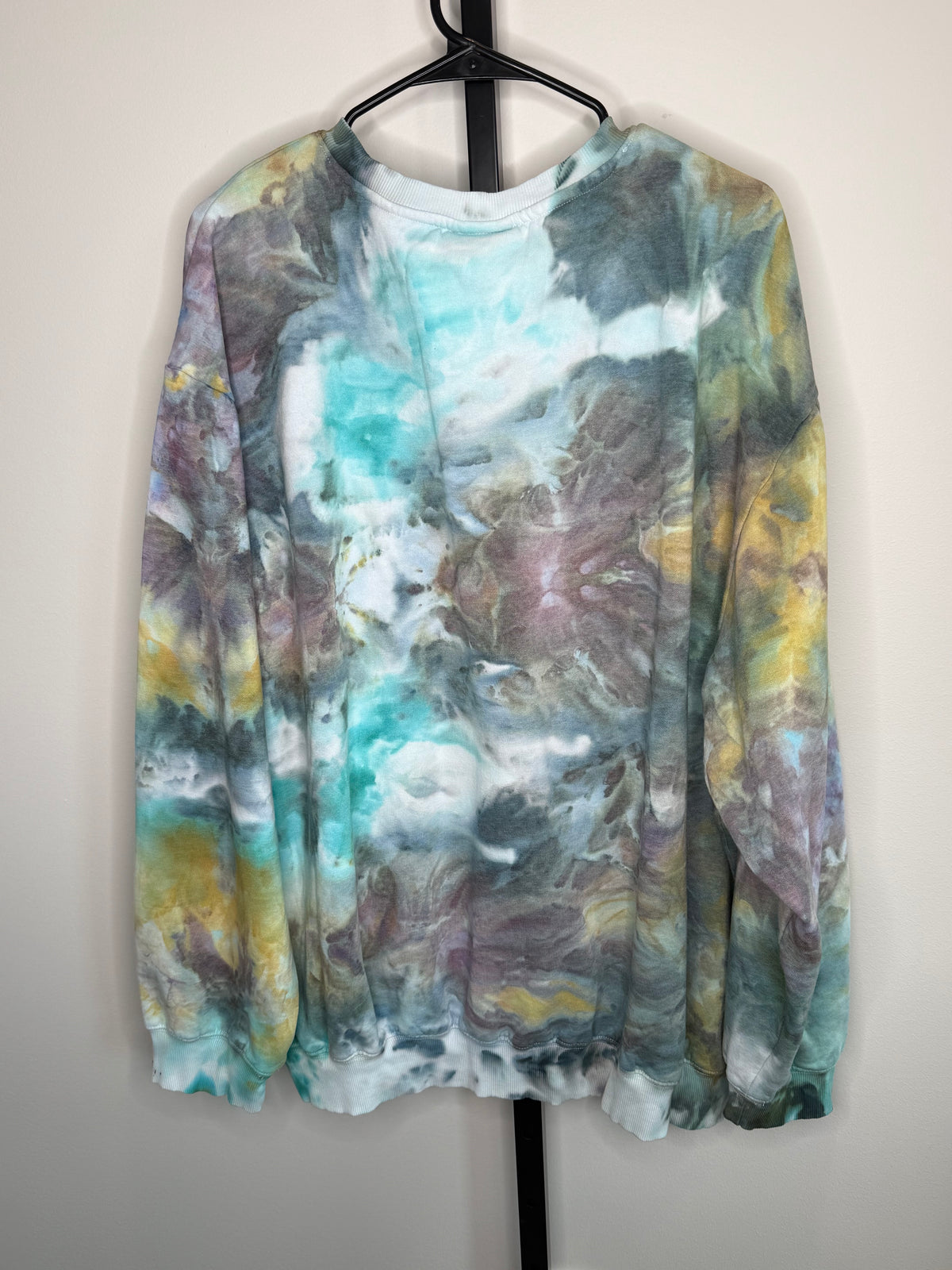 Reimagined Peacock ice dyed unisex sweatshirt. 2XL