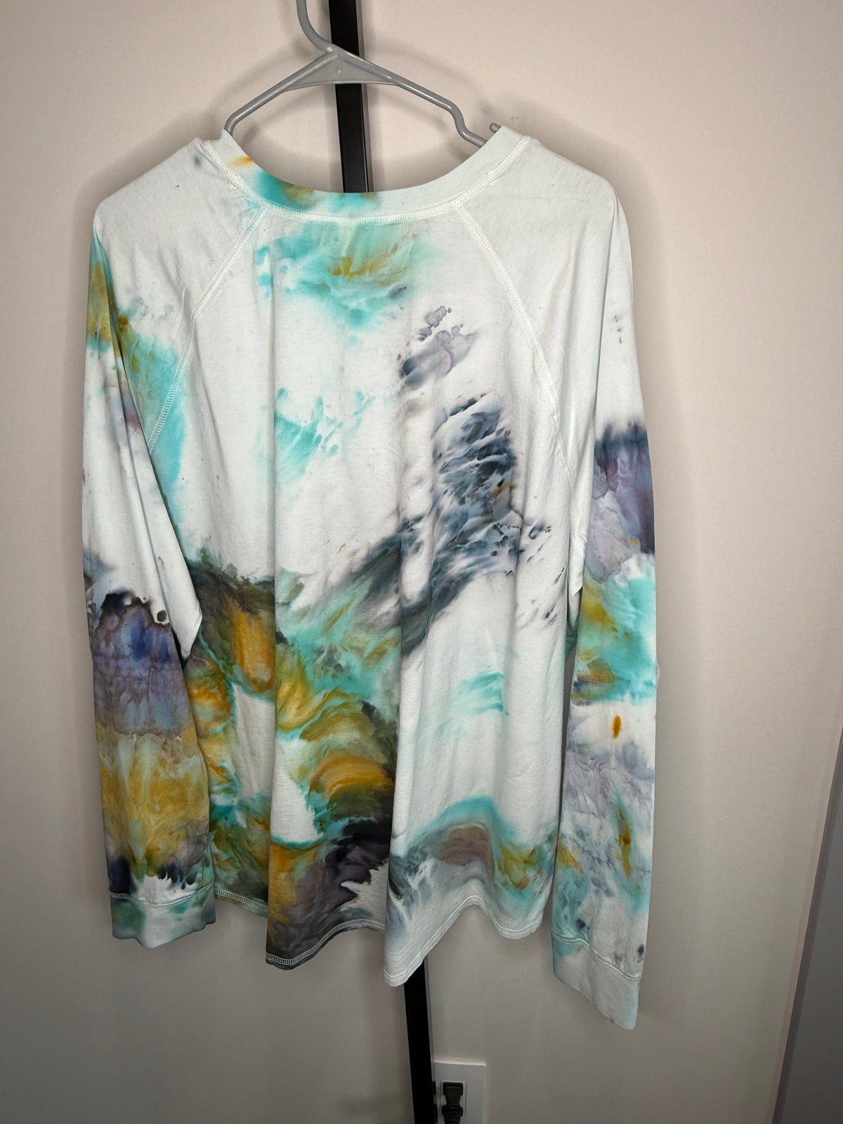 Reimagined Peacock Long sleeve ice dyed t-shirt. 2X