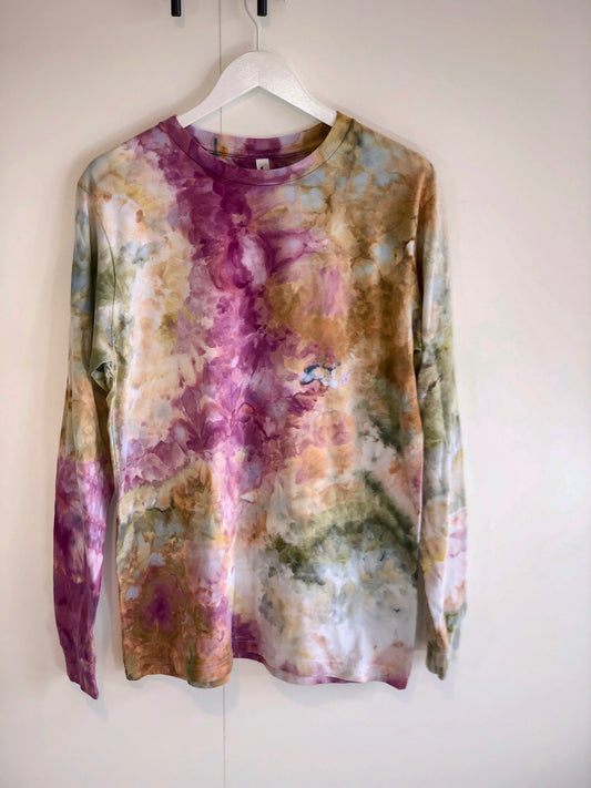 Fall foliage ice dyed long sleeve  shirt- mens/ unisex- large