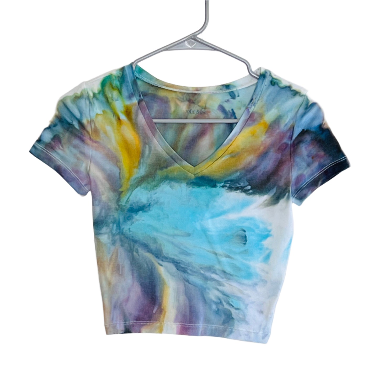 Reimagined peacock ice dyed crop top- x-small