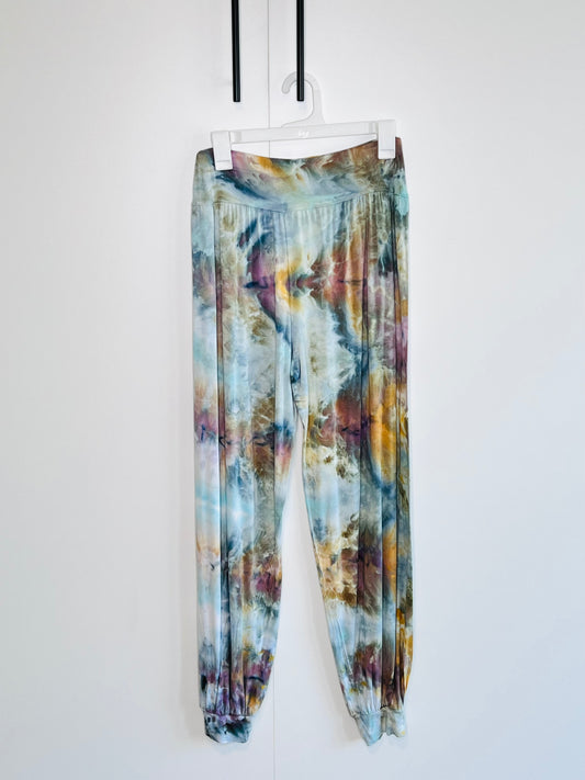 Reimagined peacock harem pants- ice dyed-XX-large