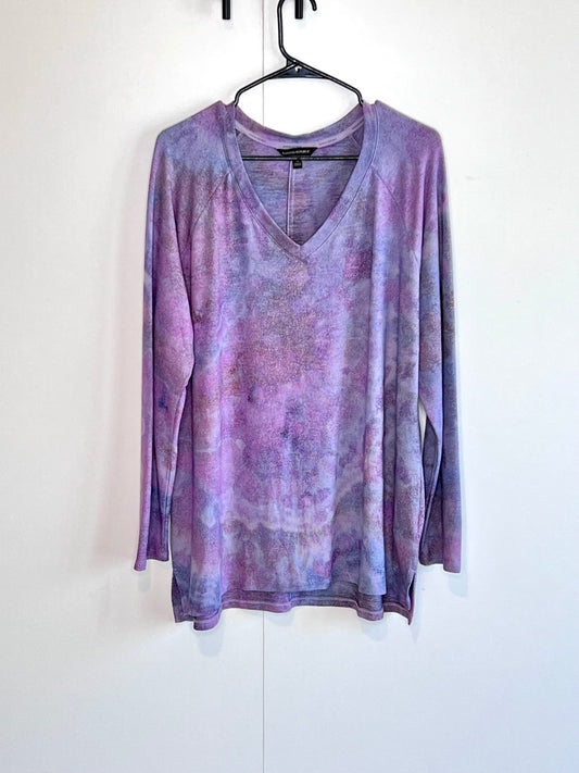 Purple hand dyed geode sweater- x large