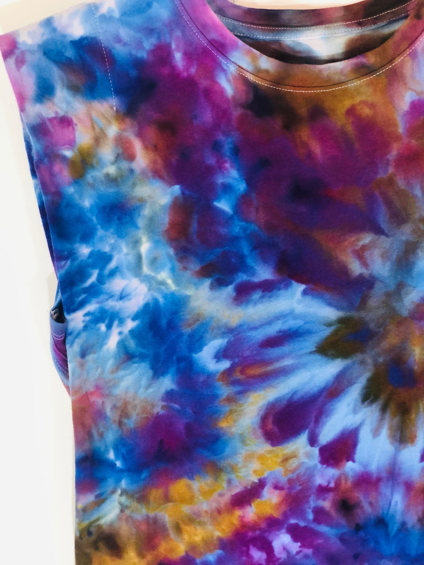 Ice dyed garden muscle tank top