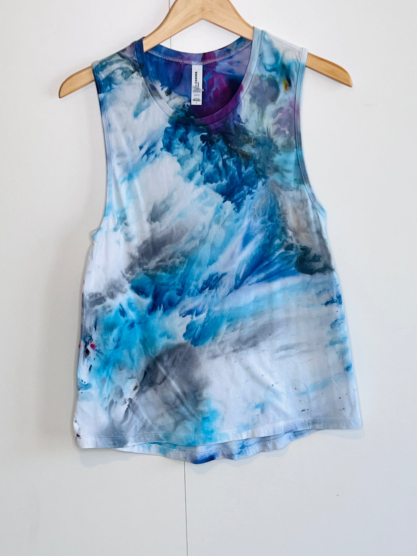 Cold as ice abstract tank top hand dyed- Large