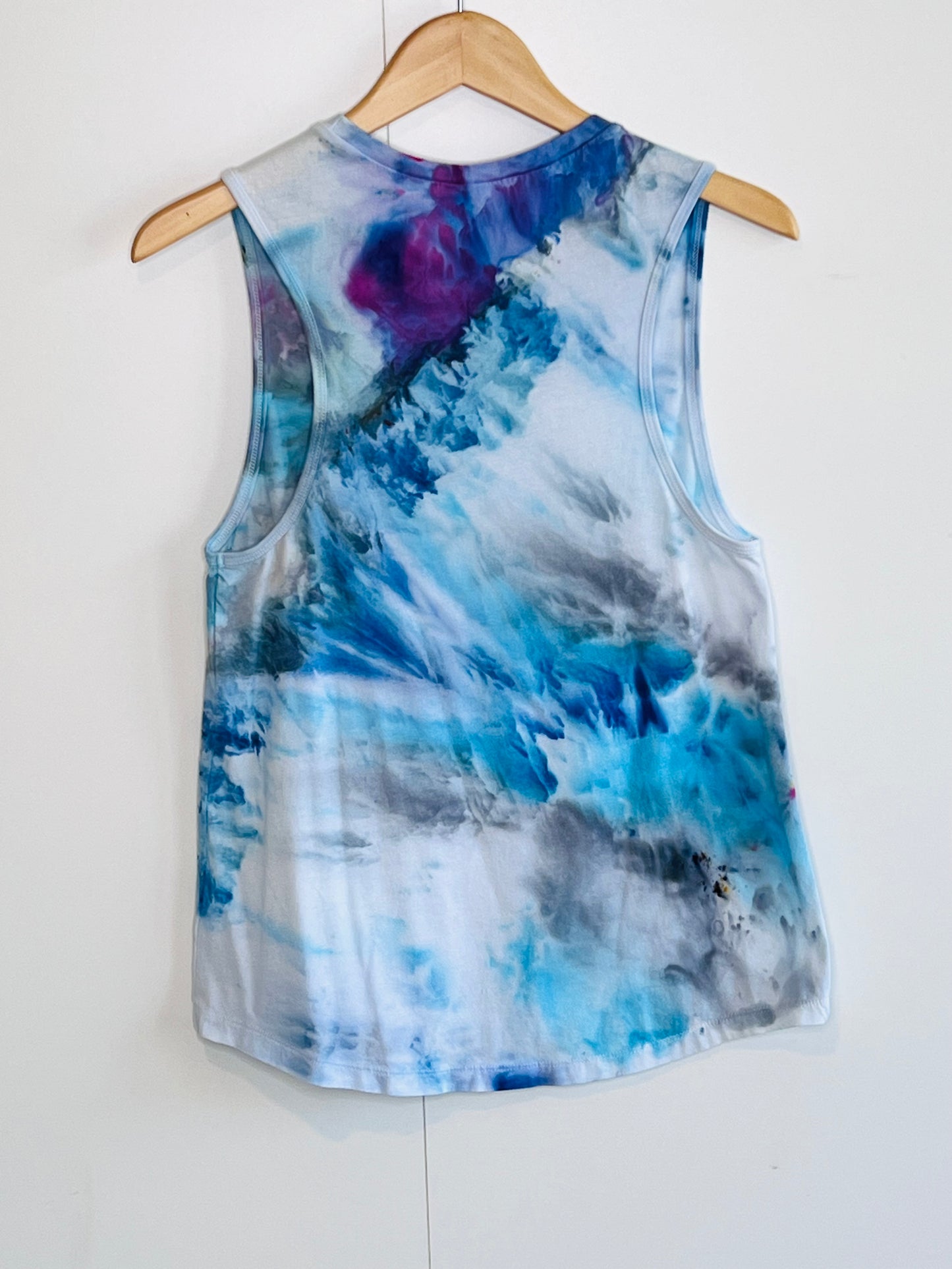 Cold as ice abstract tank top hand dyed- Large