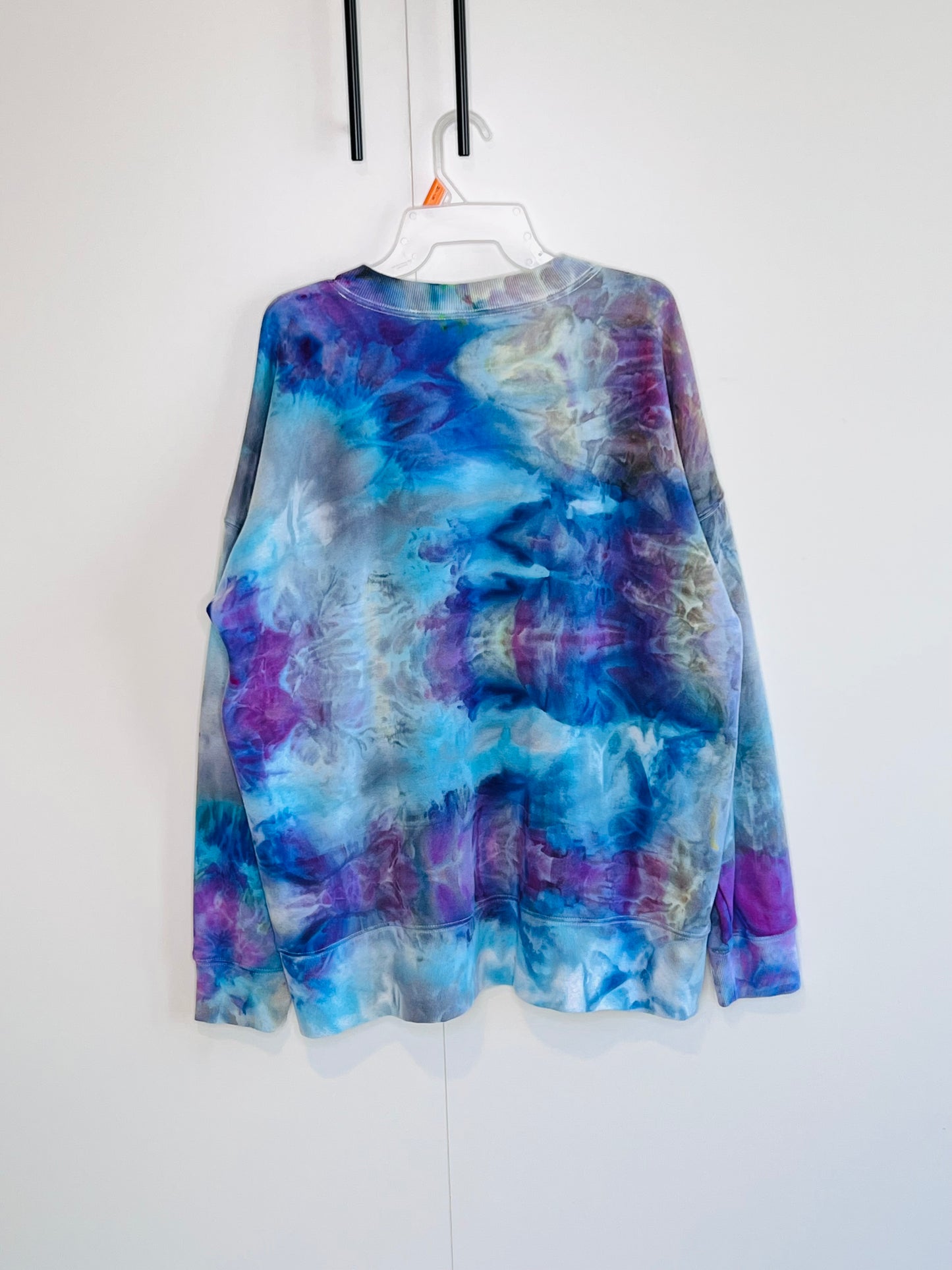 cold as ice- ice dyed sweatshirt with pockets-large unisex