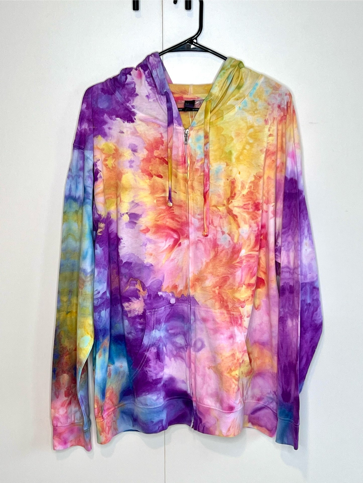 Rainbow ice dyed unisex hoodie. XXXL