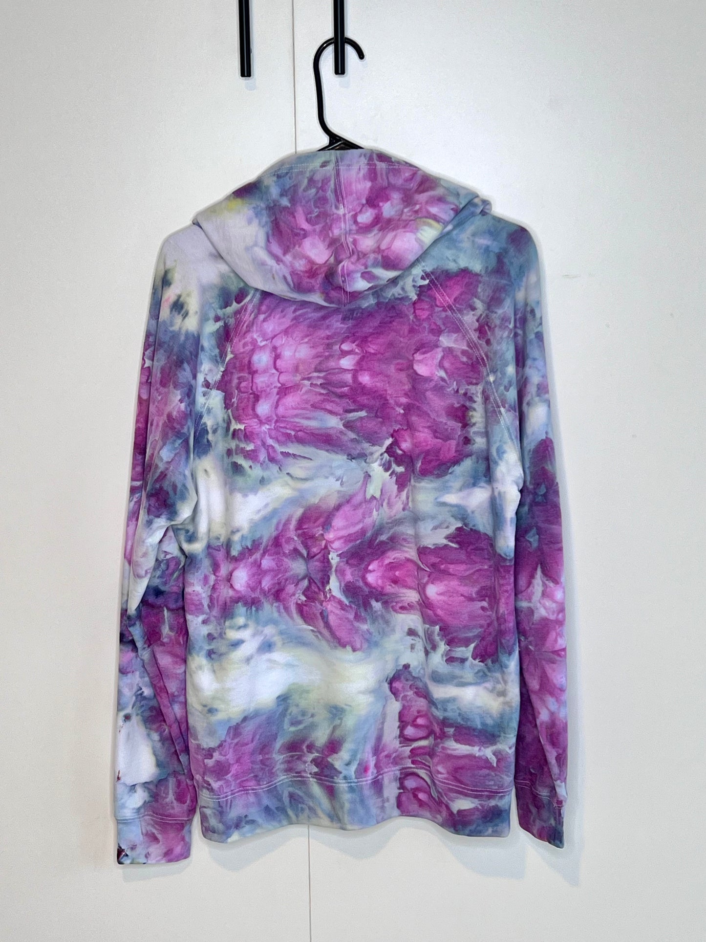 Purple/lime smoke ice dyed unisex hoodie. MEDIUM