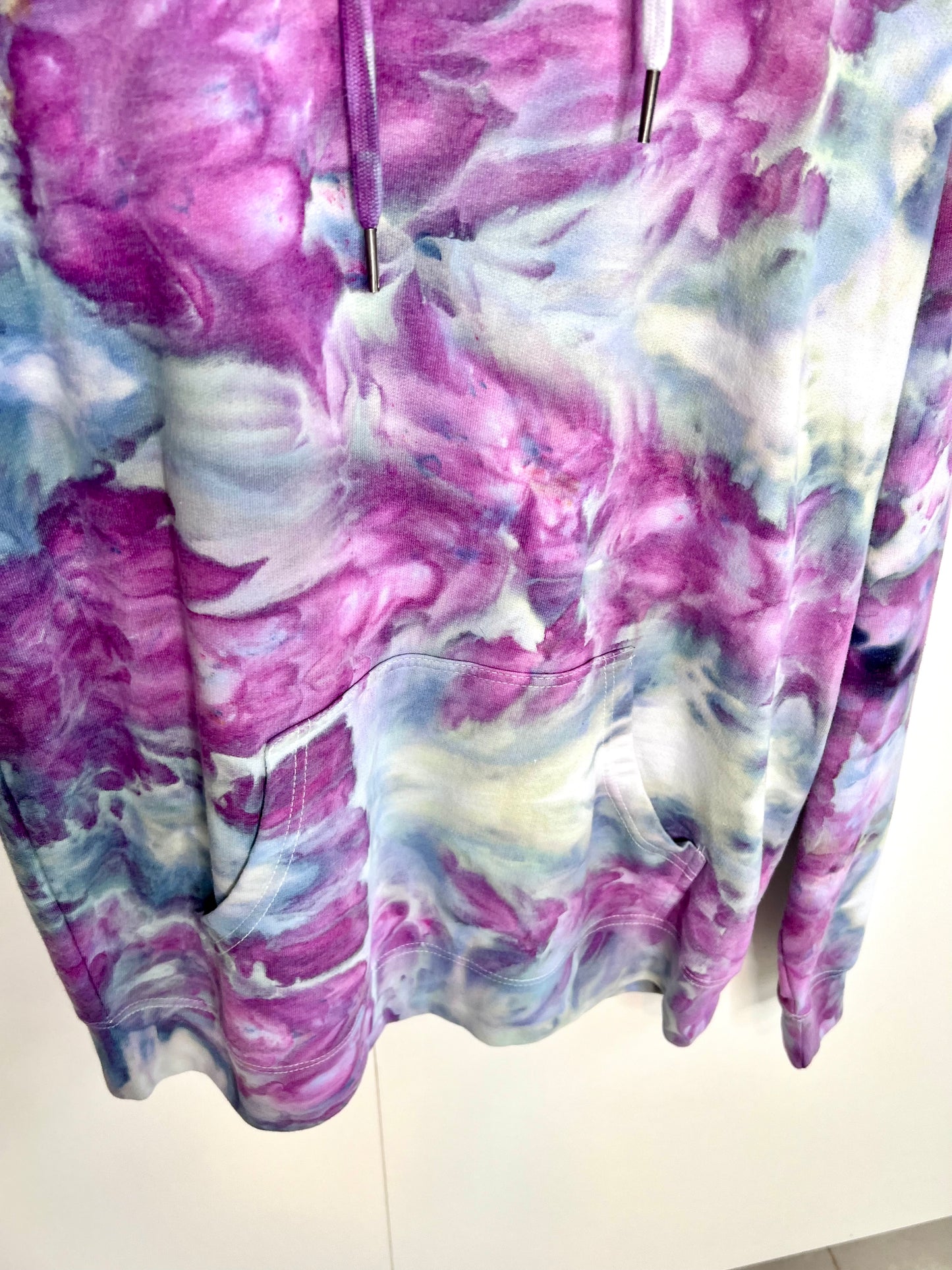 Purple/lime smoke ice dyed unisex hoodie. MEDIUM