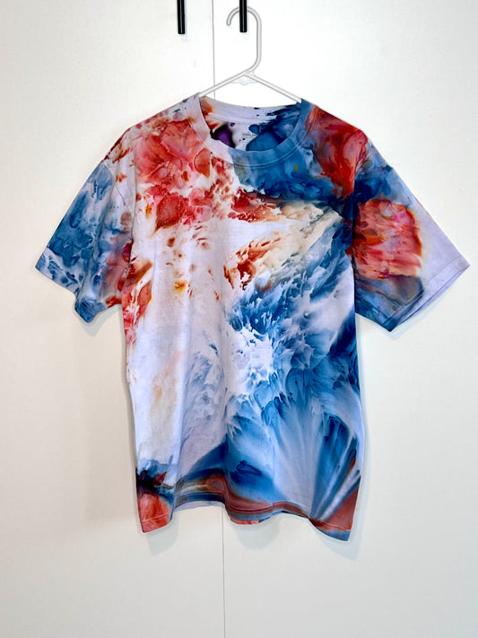 Cobalt and rust ice tie dye t shirt- large