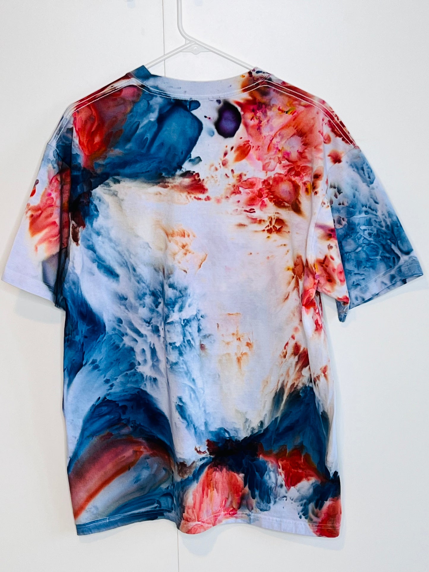 Cobalt and rust ice tie dye t shirt- large