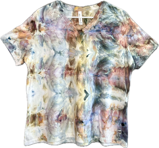 Camel storm ice dyed v- neck t-shirt X-LARGE