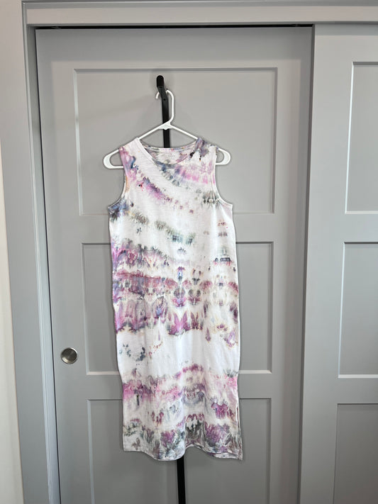 pink and gray ice dyed t-shirt maxi dress- small