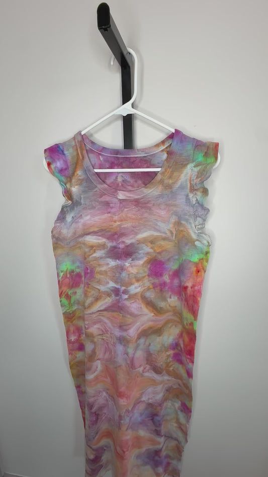 Desert Aurora ice dyed t-shirt maxi dress- Small