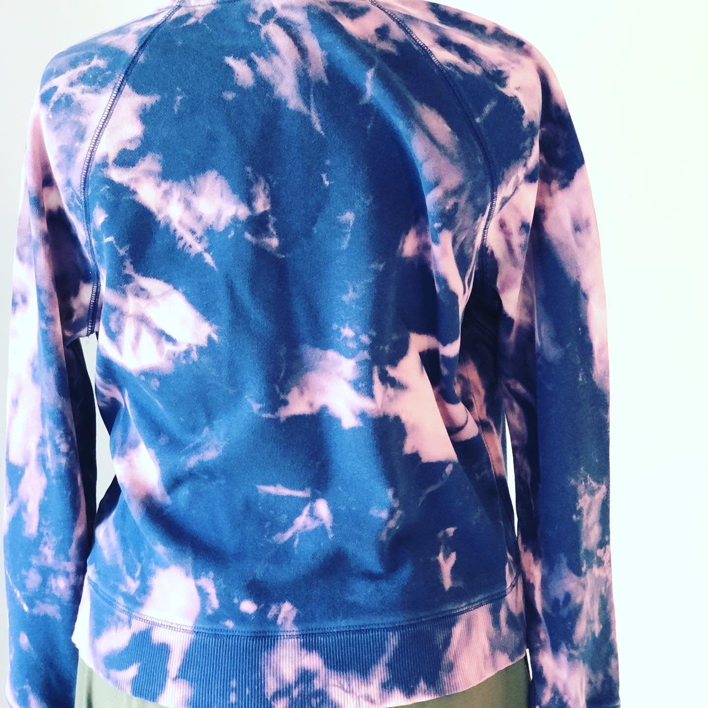 Navy and pink reverse tie dyed sweatshirt