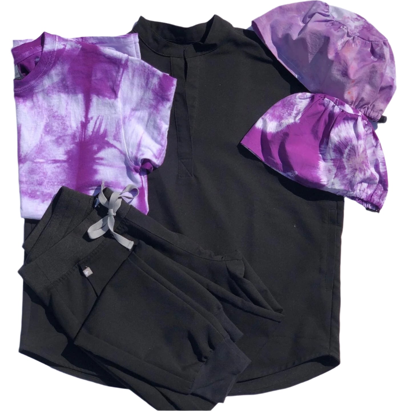 Shibori hand dyed long sleeve cotton t-shirts