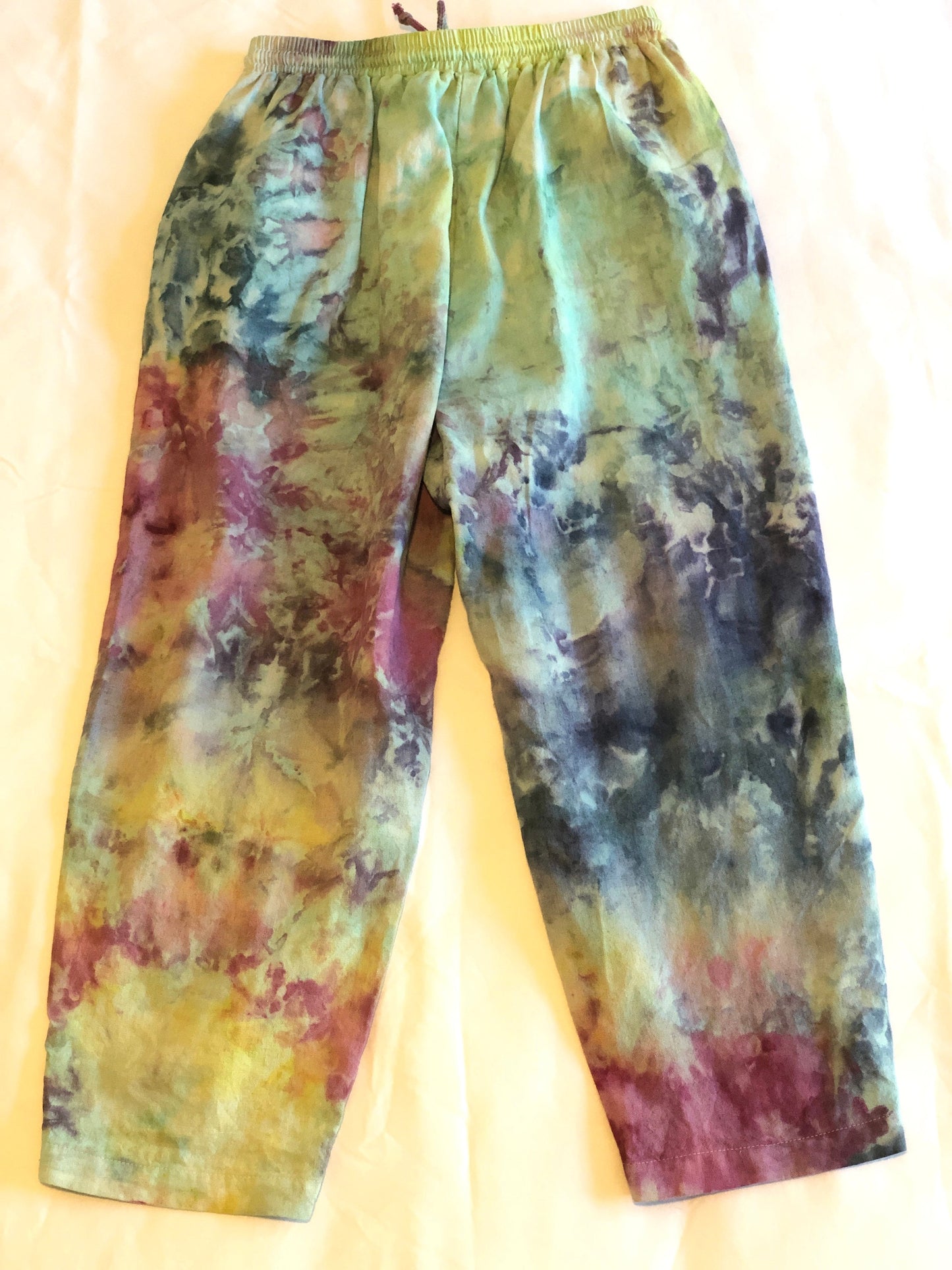 Women’s ice dyed high-rise drawstring waist ankle length pants